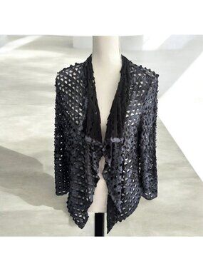 ALBERTO MAKALI Black Cutout Open Front Top Size Large